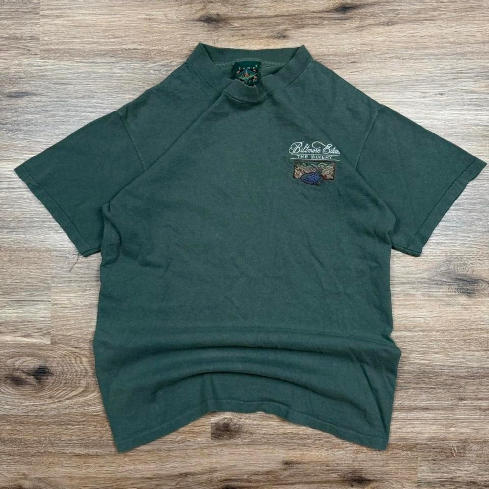 vintage 90s single stitch made in usa forest green washed winery‎ tee